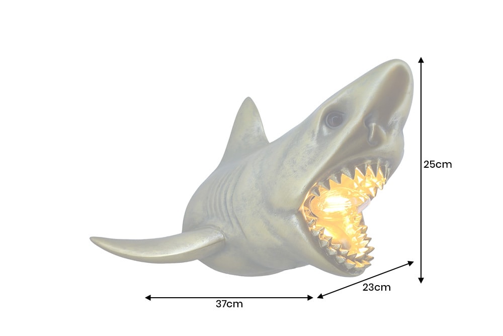 Moderne Wandlampe SHARK 40cm gold Hai-Skulptur handmade