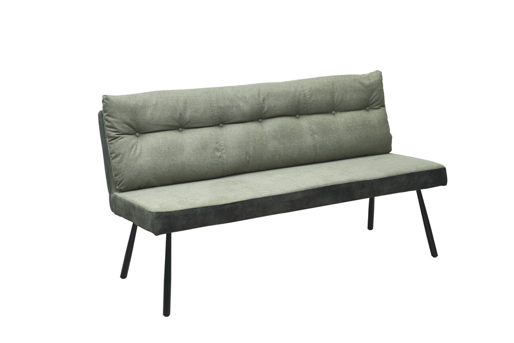 Gepolsterte Sitzbank BIG GEORGE 160cm grün Samt Strukturstoff Taschenfederkern schwarz