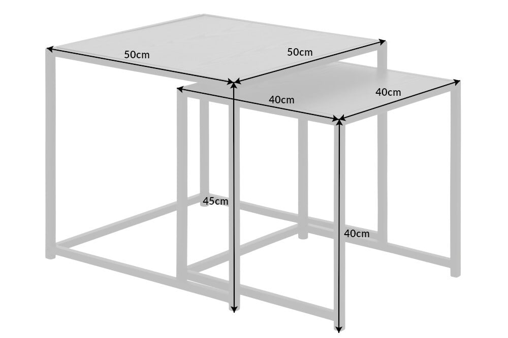 2er Set Beistelltische SLIM LINE 50cm graphit Metall Couchtische