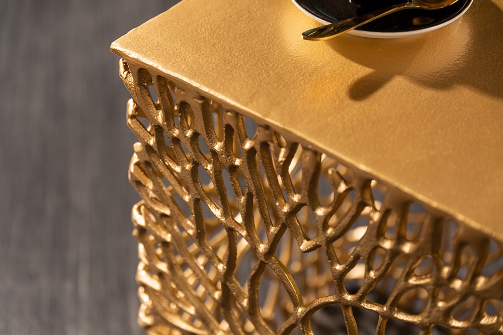 Filigranes Beistelltisch 2er Set ABSTRACT LEAF 45cm gold Handarbeit