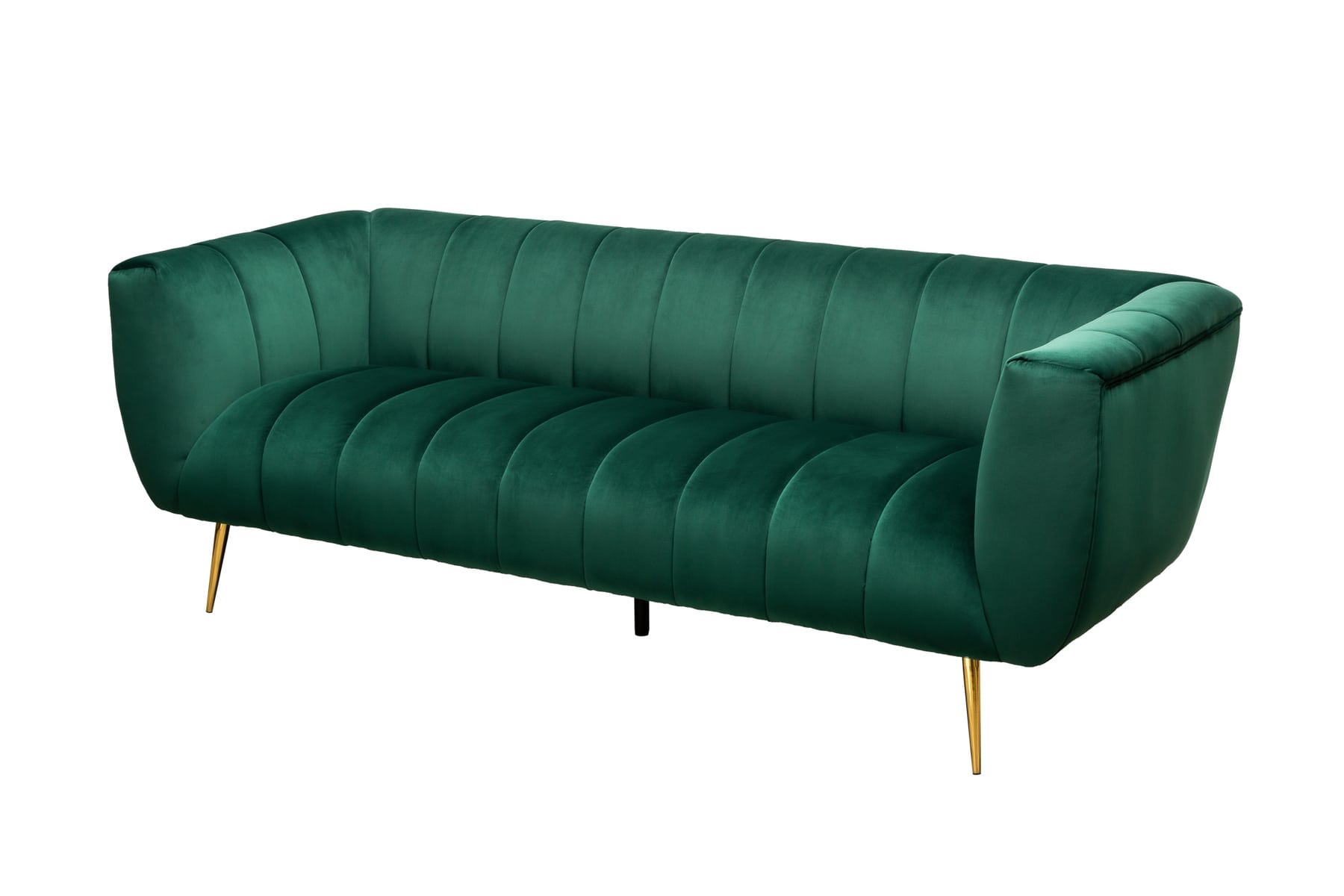 Design 3-Sitzer Sofa NOBLESSE 225cm smaragdgrün Samt Federkern goldene Metallfüße