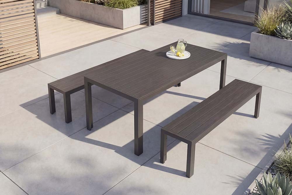 Moderner Gartentisch DESIGNO 205cm anthrazit schwarz Aluminium wetterfest