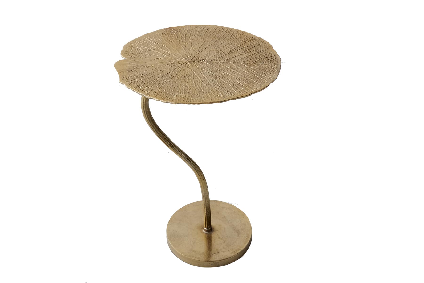 Handgearbeiteter Design Beistelltisch ABSTRACT LEAF 40cm gold