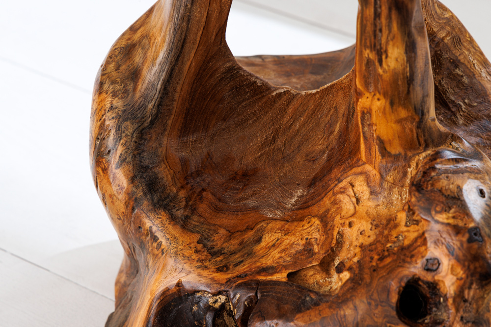 Massivholz Beistelltisch ROOT 40cm natur Teak aus Wurzelholz im Stelzen-Design