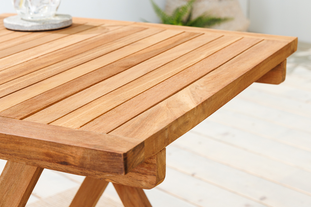 Massiver Gartenbeistelltisch EMPIRE TEAK 50cm natur Teakholz klappbar
