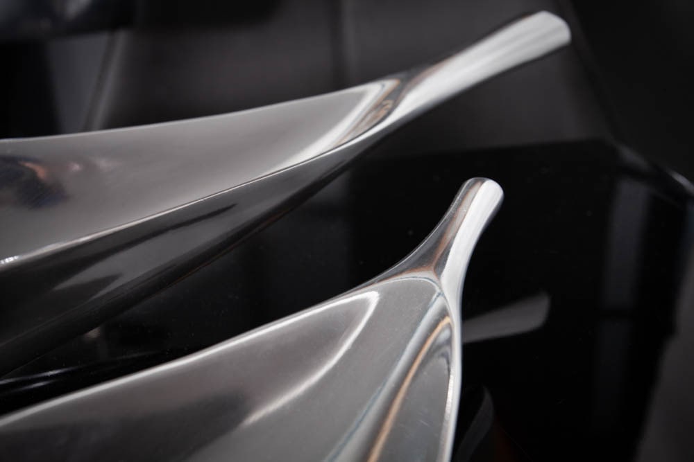 Deko Schale SILVER LEAF 80cm silber Aluminium handmade