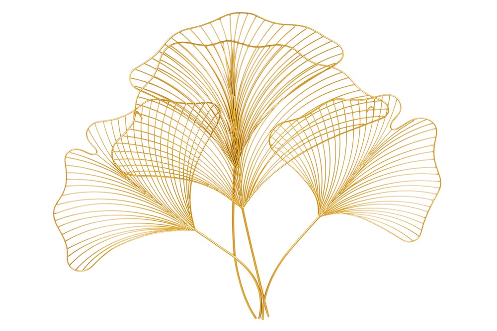 Elegante Wanddeko GINKGO 90cm gold in filigraner Blattform