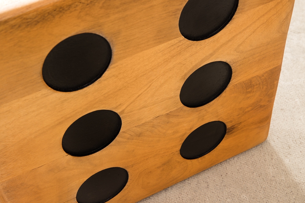 Massiver Würfel-Hocker CUBE 40cm natur Mangoholz Beistelltisch stapelbar