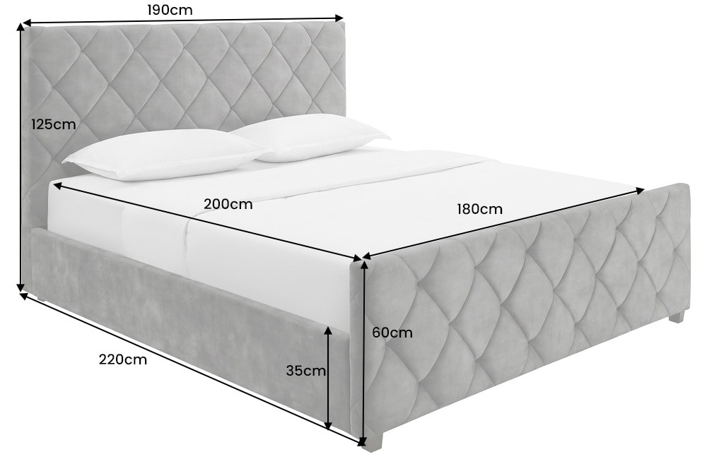 Design Boxbett ELYSIUM 180x200cm dunkelgrau Samt mit Stauraum und Lattenrost