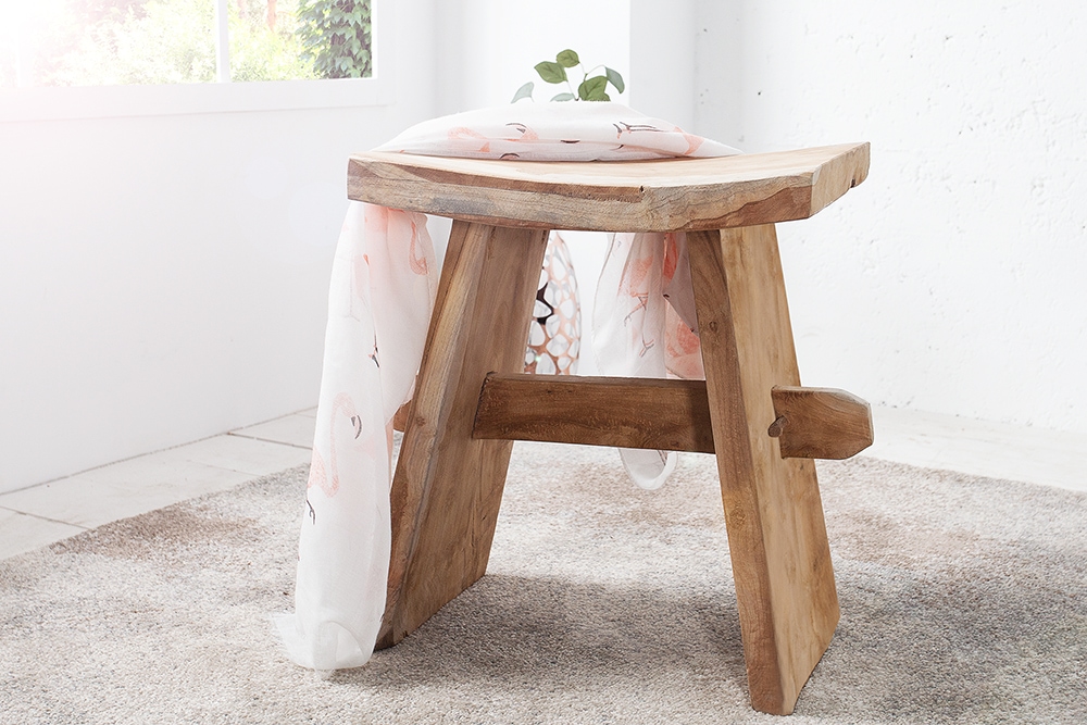 Massiver Hocker ZEN 40cm Teakholz Beistelltisch