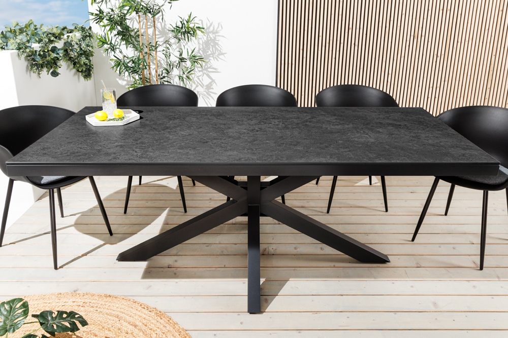 In- und Outdoor Esstisch GALAXIE 180cm anthrazit Keramik Aluminium Gartentisch