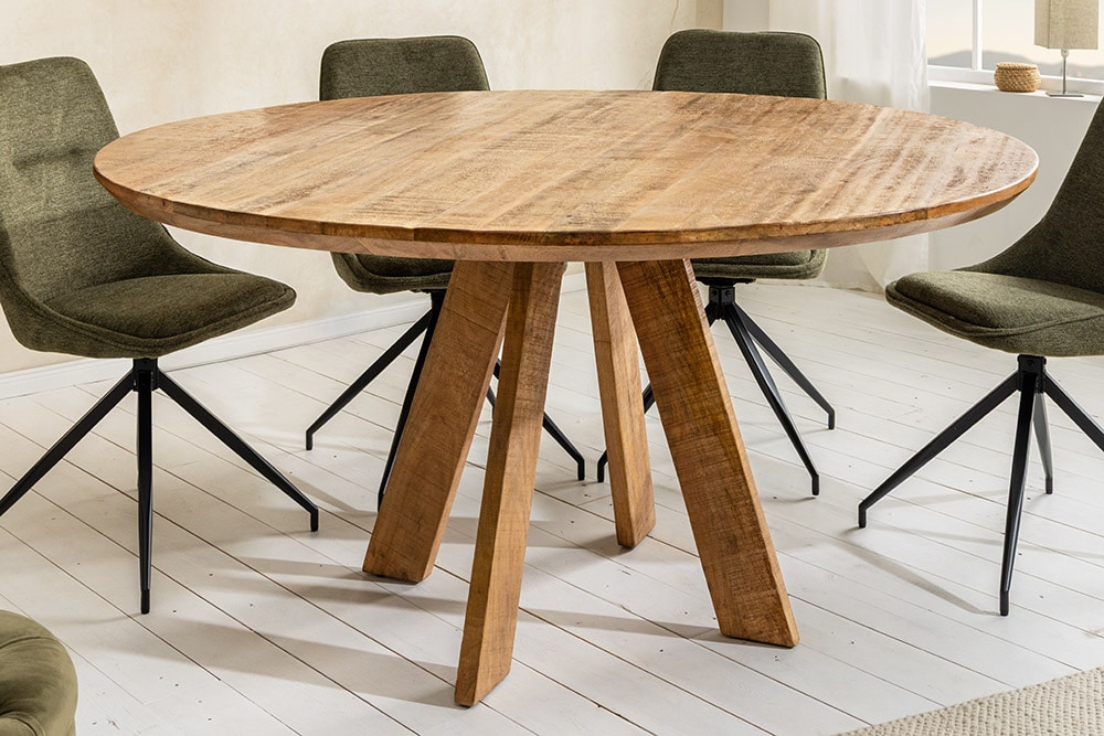 Runder Esstisch ART WOOD 140cm braun massiv Mangoholz