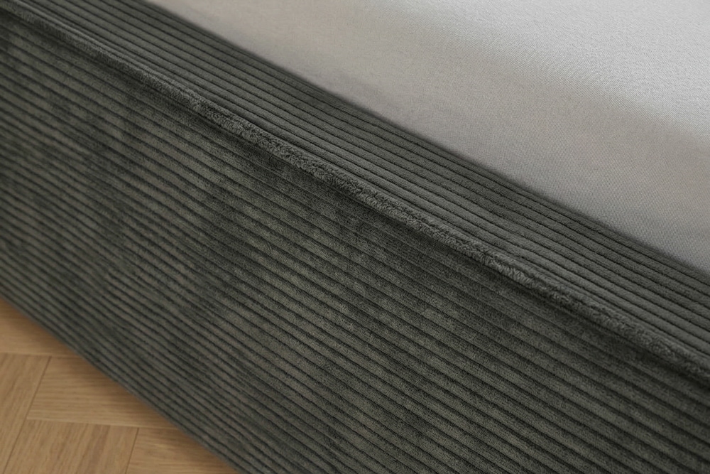 Komfortables Boxbett ROCCO 180x200cm dunkelgrau Cord mit Stauraum und Lattenrost