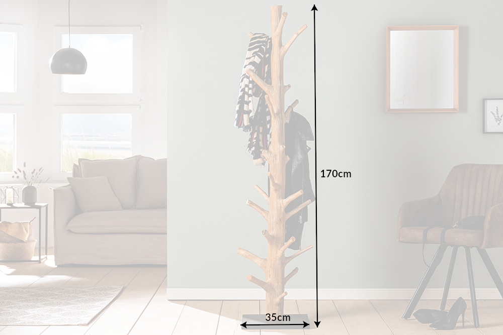 Massiver Garderobenständer TREE NATURE 170cm natur Holz Kleiderständer