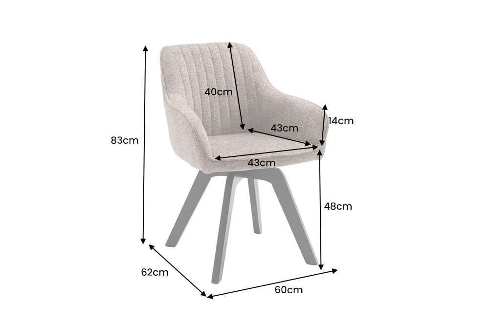 Design Stuhl LIVORNO taupe Strukturstoff schwarz Massivholz drehbar Auto-Return-Funktion
