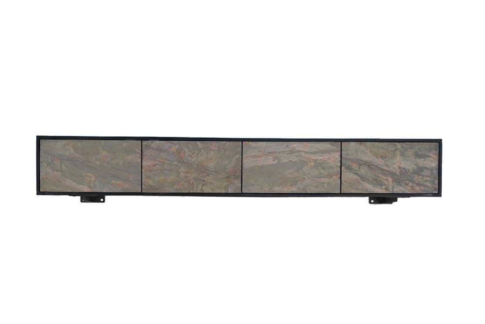 Massivholz TV-Lowboard MOUNTAIN SOUL 200cm Akazie grün bronze hängend Naturstein schwarz
