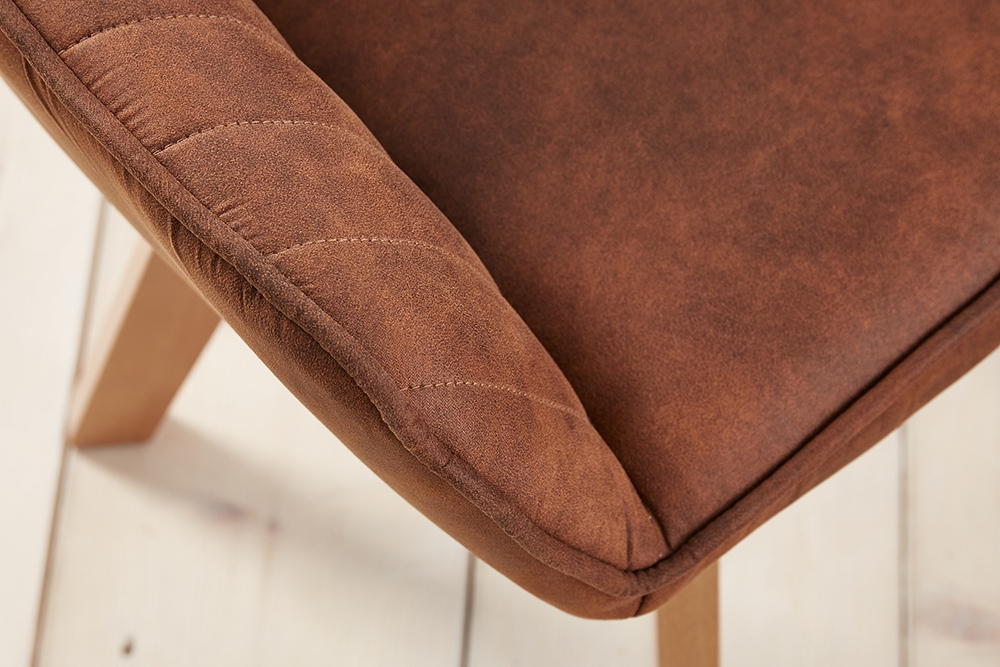 Drehbarer Design Stuhl LIVORNO vintage braun Buchenholz Beine mit Armlehnen
