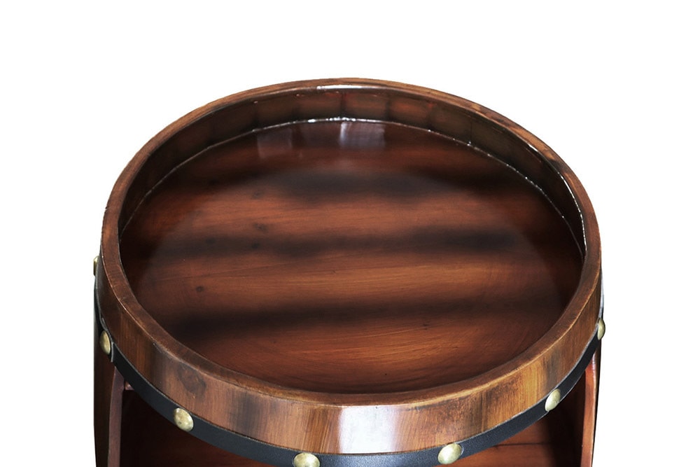 Massives Weinregal BODEGA 97cm coffee braun Pinie Fass-Bartisch für 24 Flaschen