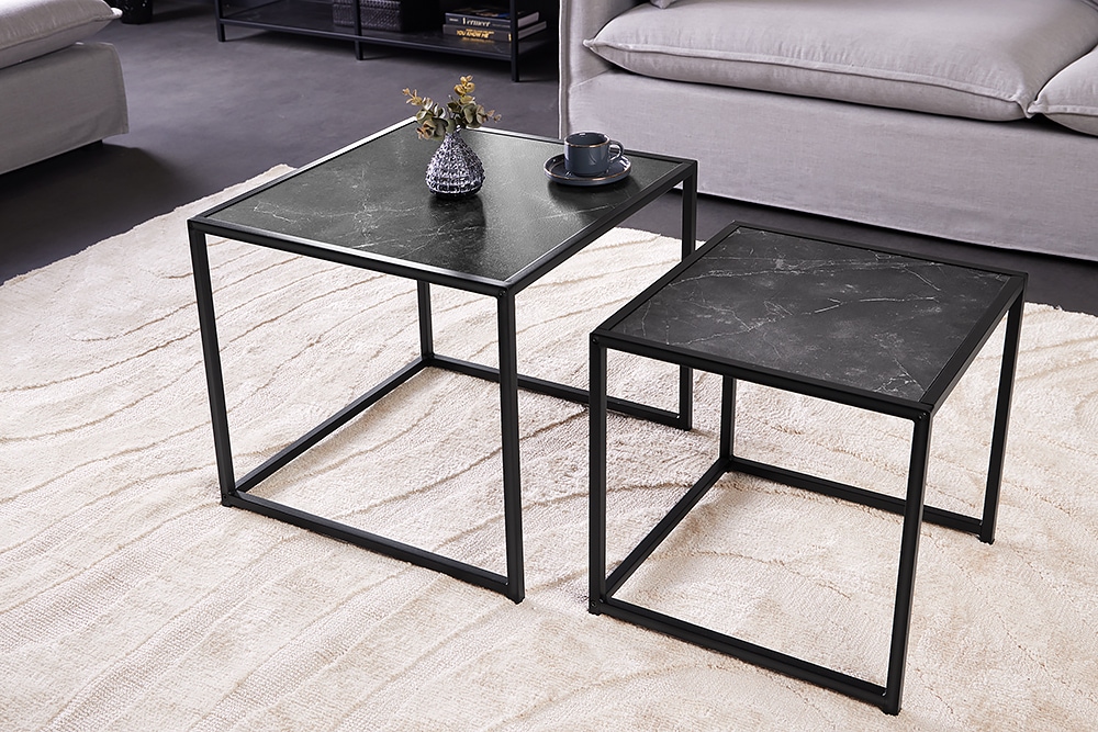 2er Set Beistelltische SLIM LINE 50cm graphit Metall Couchtische