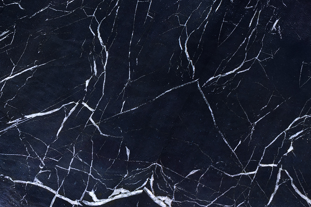 Handgefertigter Couchtisch STONE 75cm schwarz Marmor-Design Metall