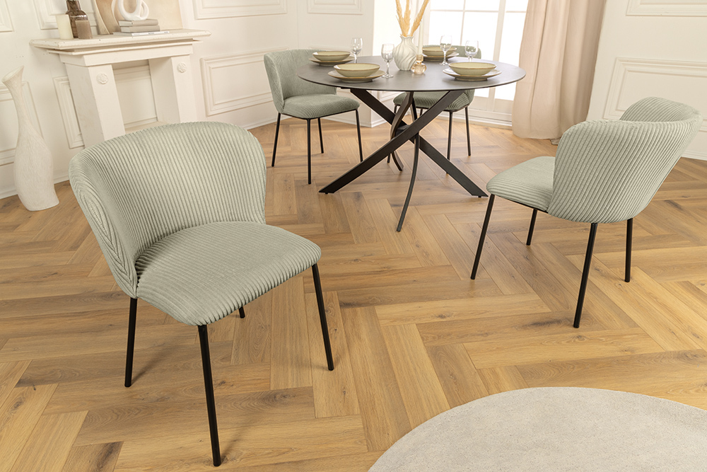 Design Stuhl LYON mint Cord schwarze Metallbeine