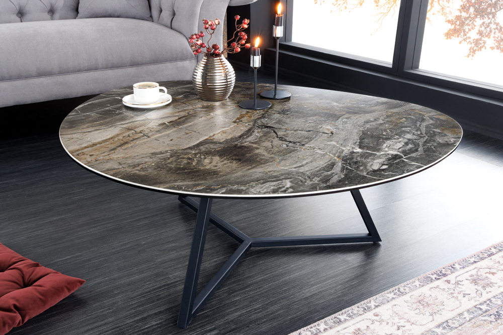Moderner Couchtisch MARVELOUS 90cm taupe Marmor Keramik made in Italy