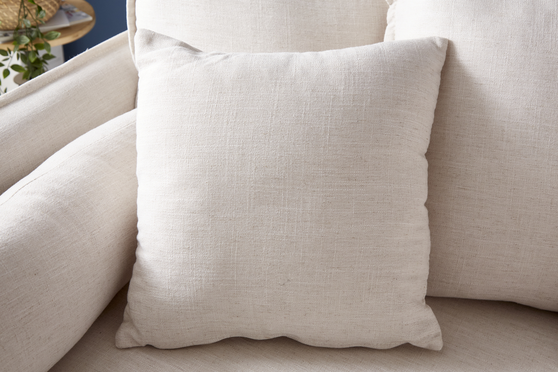 Großes 3-Sitzer Sofa HEAVEN 200cm natur beige Leinenstoff Federkern Hussensofa