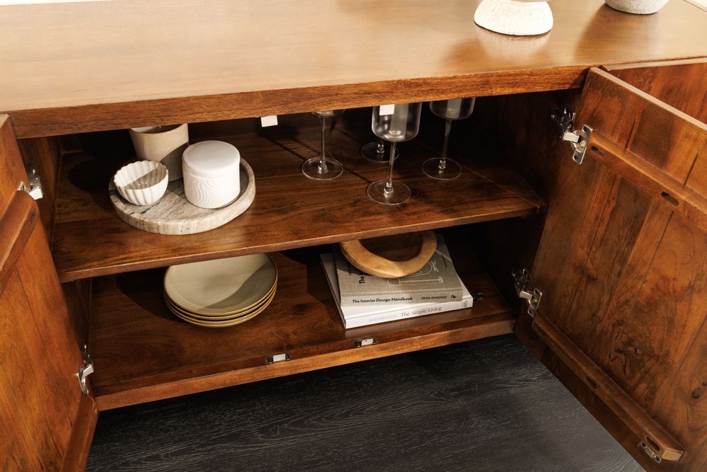 Massives Sideboard BRASIL 175cm braun Mangoholz sechs Fächer