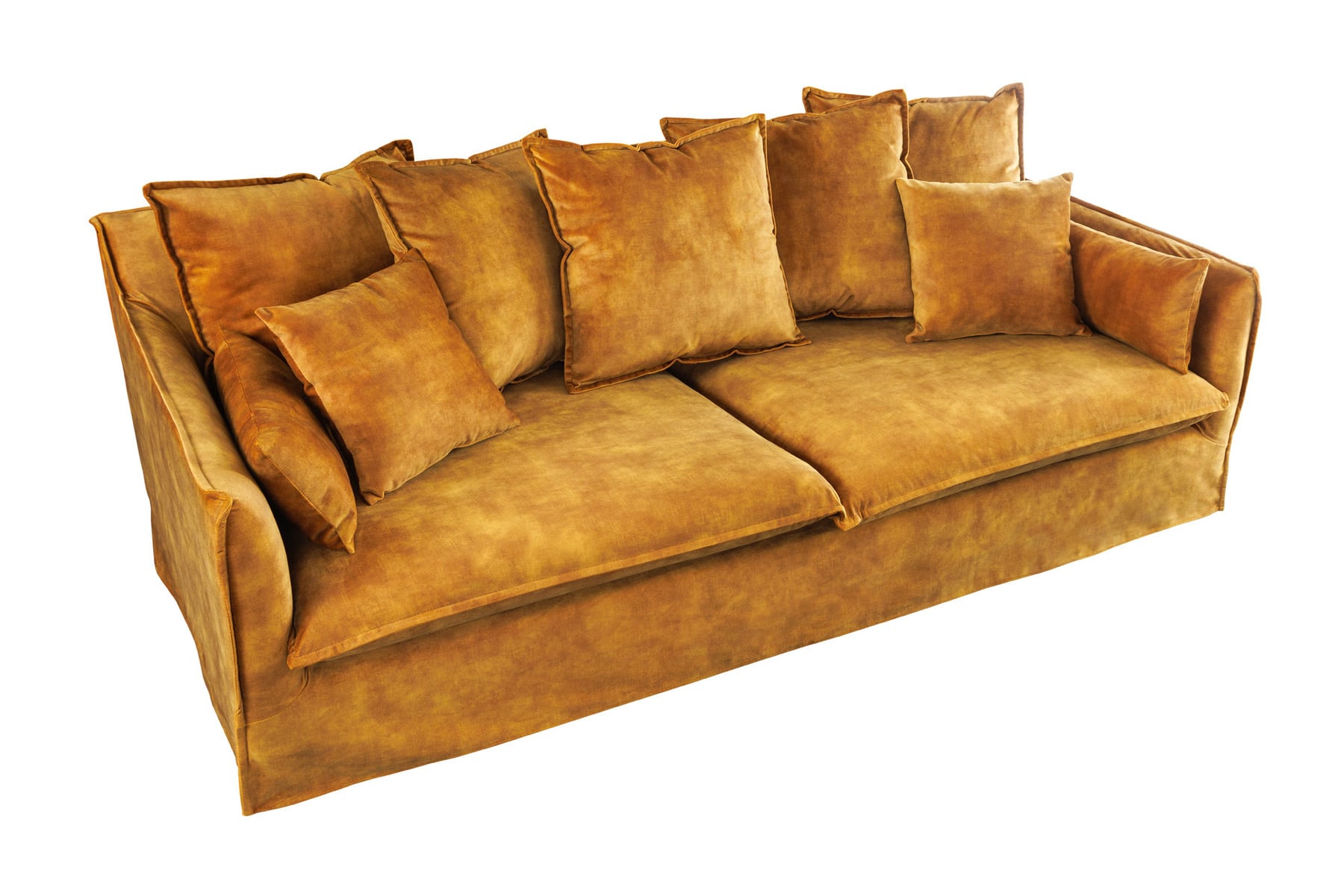 Großes 3-Sitzer Sofa HEAVEN 200cm senfgelb Samt Federkern waschbarer Bezug Hussensofa Couch