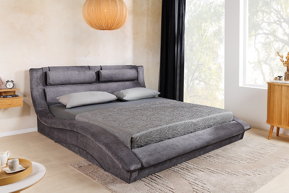 Boxbett SWING 180x200cm grau Vogue Seiden Samtstoff inkl. Stauraum und Lattenrost