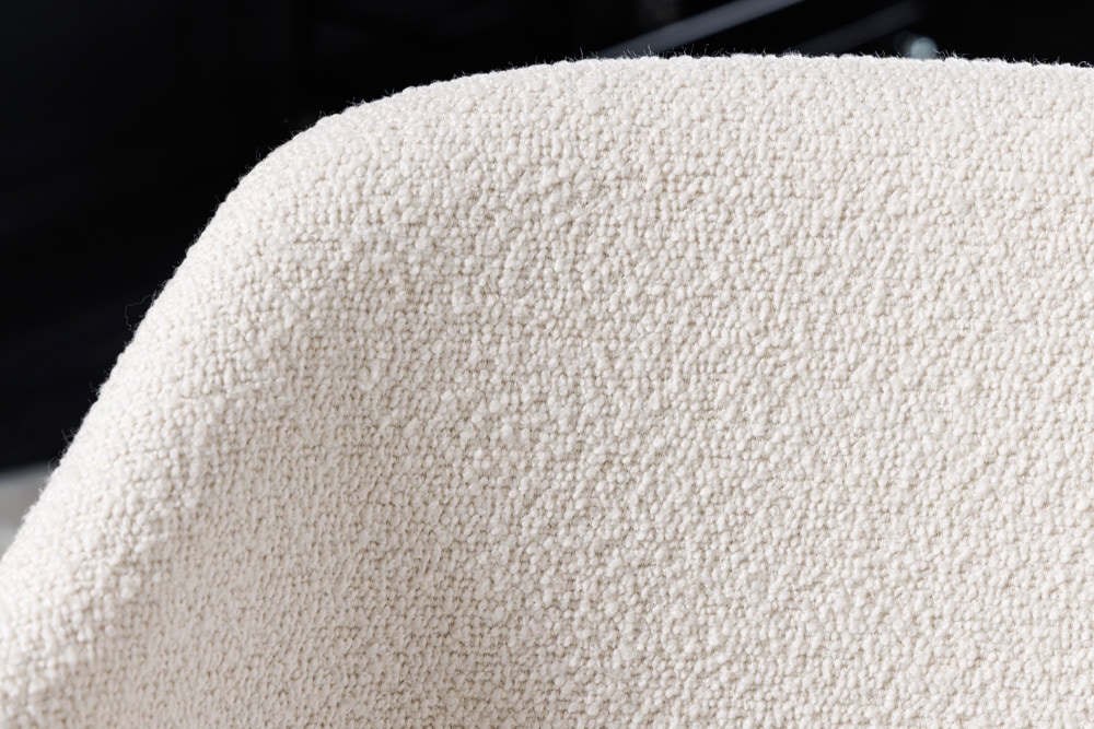 Design Stuhl VOGUE weiß Bouclé goldene Metallbeine