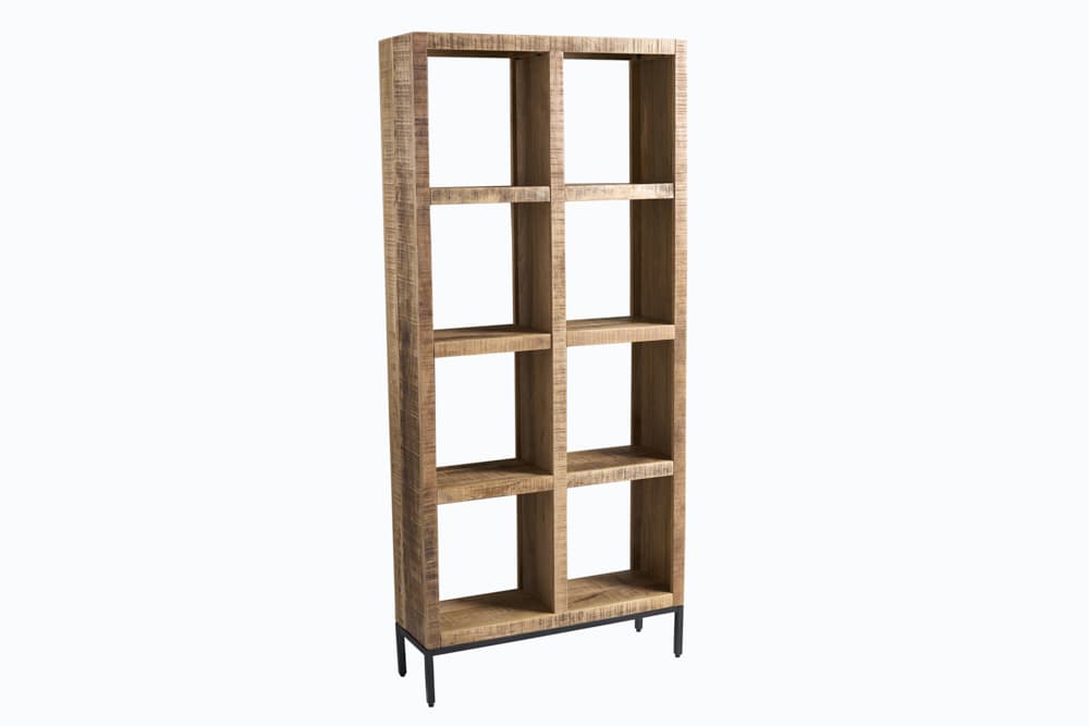 Massives Regal IRON CRAFT 176cm Mangoholz Bücherregal acht Fächer Industrial Design