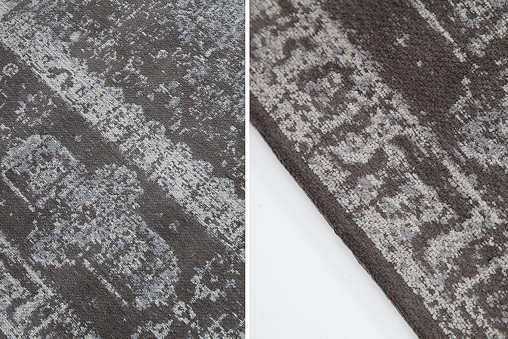 Orientalischer Baumwoll-Teppich PURE UNIQUE 240x160cm hellgrau geometrische Muster