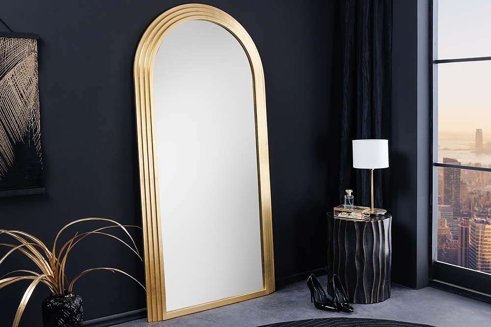 Edler Wandspiegel ART DECO 160cm gold Rundbogen Spiegel Edler Wandspiegel ART DECO 160cm gold Rundbogen Spiegel