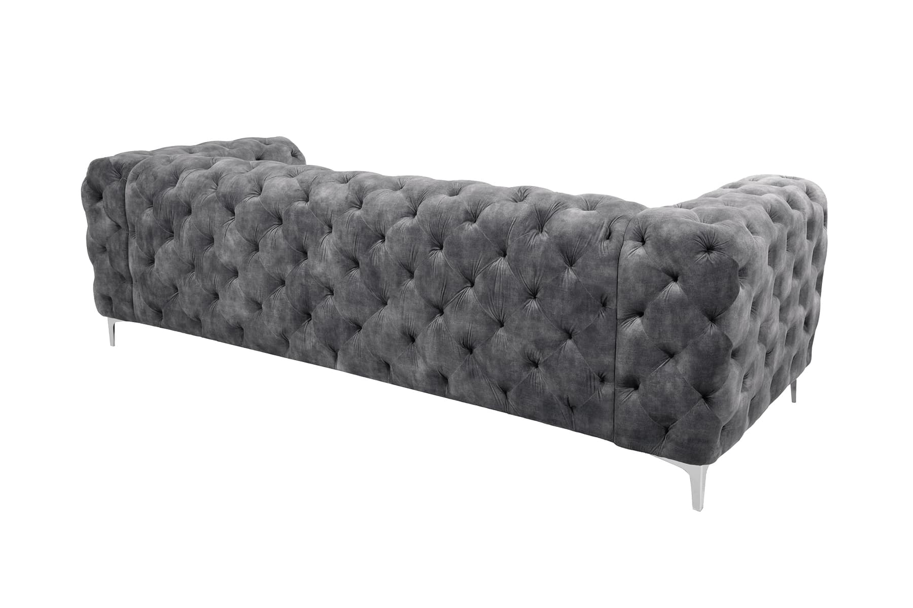 Chesterfield 3-Sitzer Sofa MODERN BAROCK 235cm dunkelgrau Samt Federkern Metallfüße