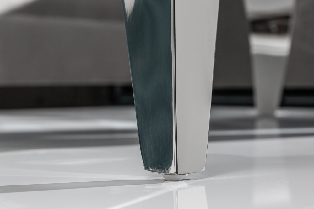 Eleganter Couchtisch MODERN BAROCK 100cm Glasplatte in Marmoroptik Edelstahlbeine