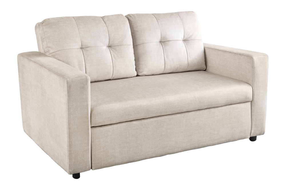 Sofa mit Schlaffunktion SMART 140cm champagner beige hochwertiger Vogue Seiden Samtstoff