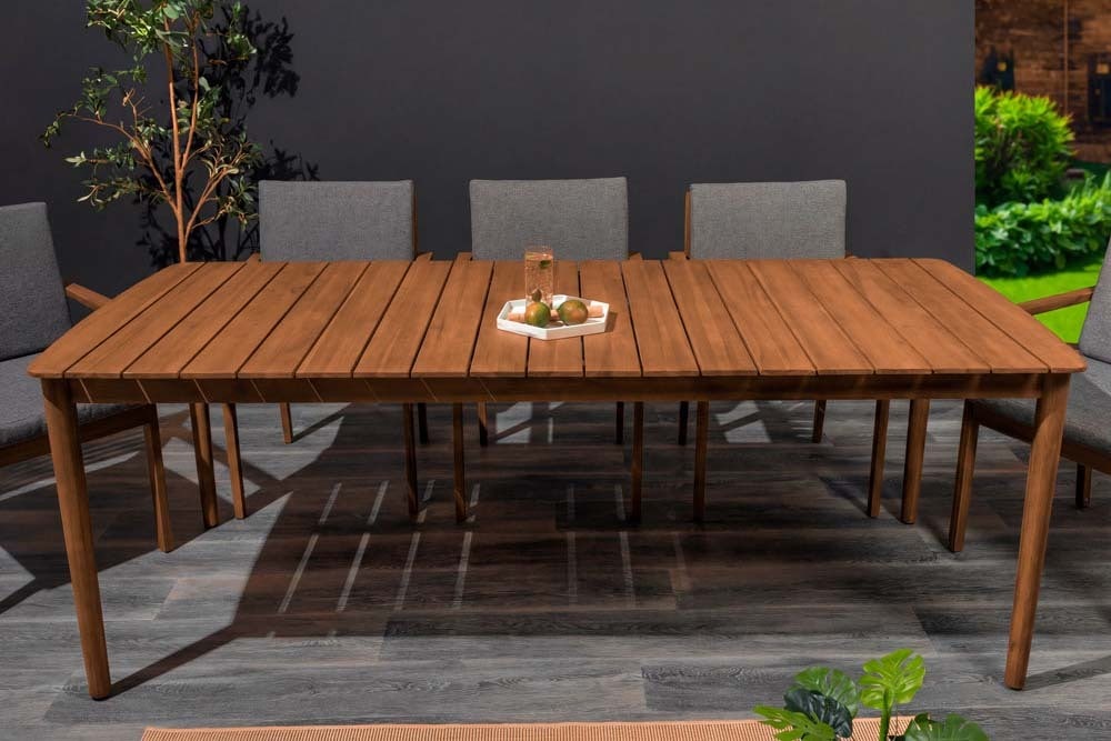 Wetterfester Gartentisch KOPENHAGEN 220cm braun Akazie honey finish Massivholz Outdoor