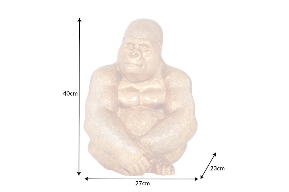 Dekorative Gorillafigur KONG 40cm gold handmade Metall Skulptur