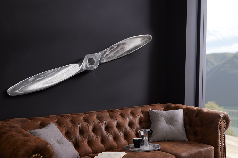 Authentische Wanddekoration SCREW II 110cm silber Flugzeug Propeller Authentische Wanddekoration SCREW II 110cm silber Flugzeug Propeller