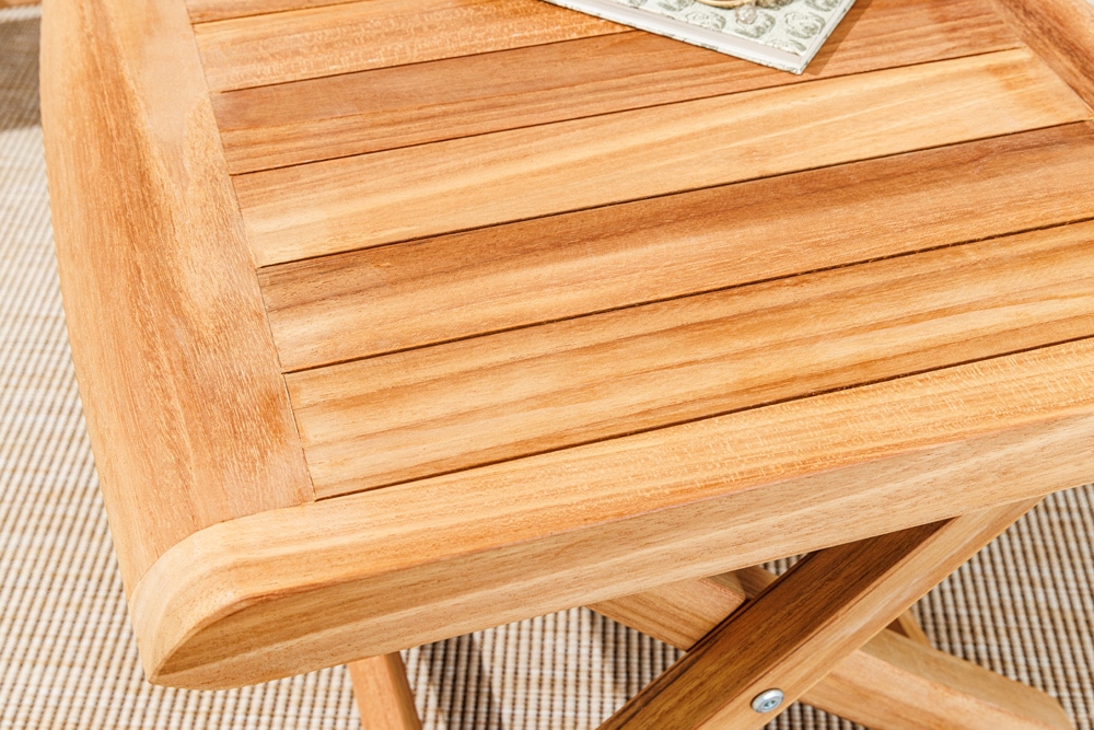 Massiver Beistelltisch EMPIRE TEAK 45cm natur Teakholz wetterfest