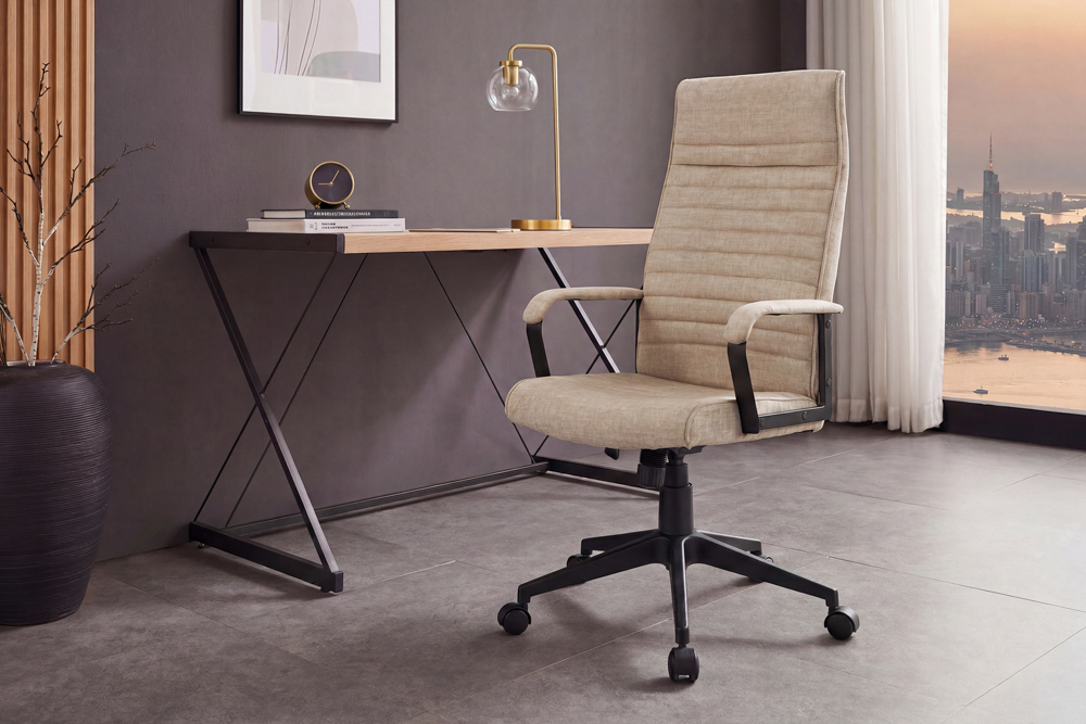 Höhenverstellbarer Bürostuhl LAZIO beige Vogue Velours Samt drehbar mit Rollen