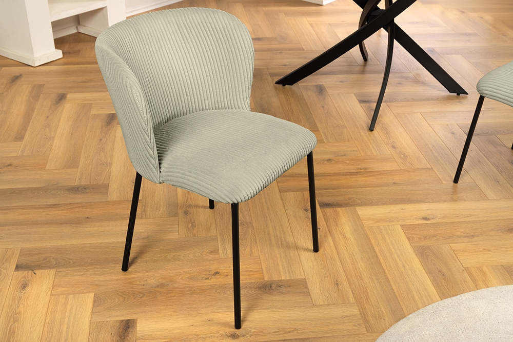Design Stuhl LYON mint Cord schwarze Metallbeine