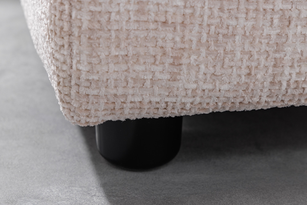 Moderner Hocker LOFT 75cm champagner beige Chenille Nosagfederung Taschenfederkern
