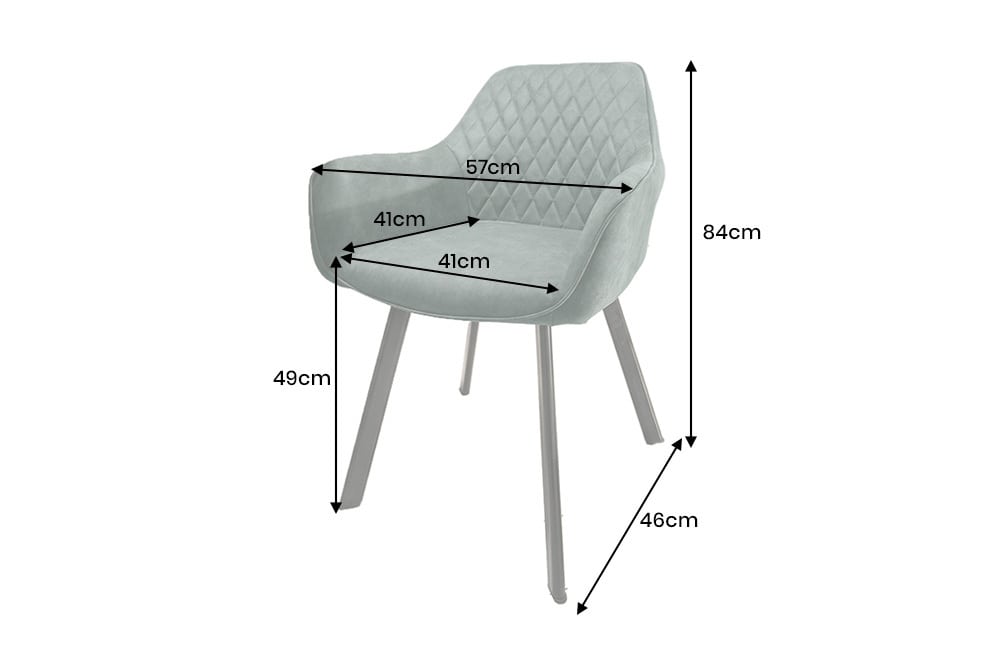 Design Stuhl PALERMO petrol Microfaser mit Armlehne und Ziersteppung