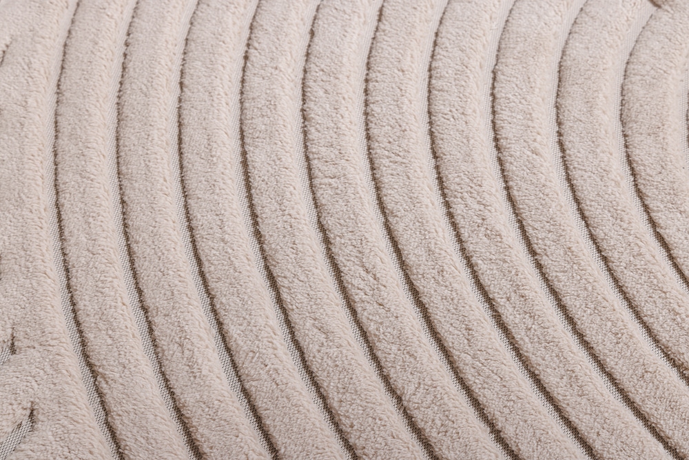 Runder 3D strukturierter Kurzflor Teppich ART DECO 80cm beige creme Hoch-Tief-Effekt