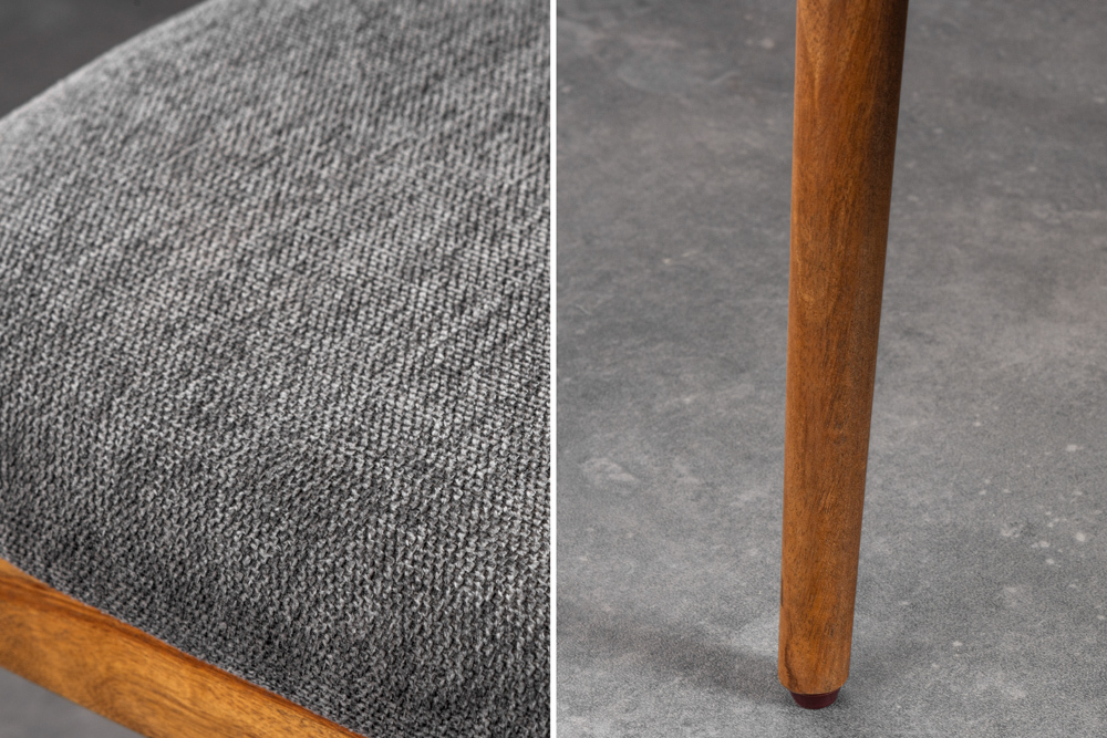 Design Stuhl KENNEDY braun grau massives Mangoholz honey finish Strukturstoff