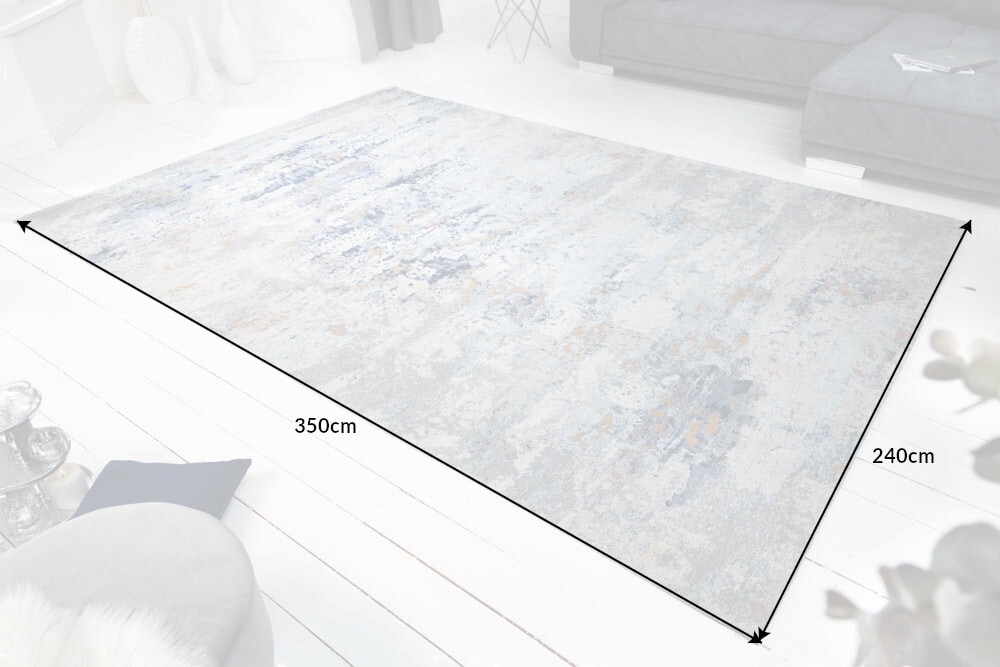 Design Teppich ABSTRAKT XXL 350x240m grau blau Baumwolle