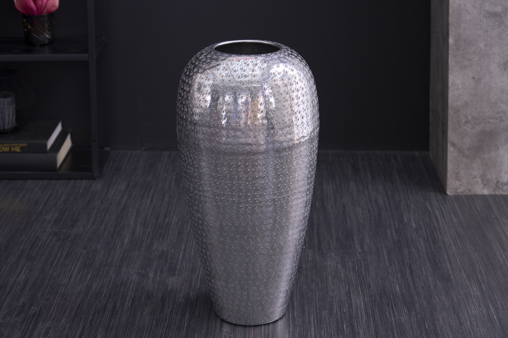 Elegante Vase ORIENTAL 50cm silber im Wild Hammerschlag Design