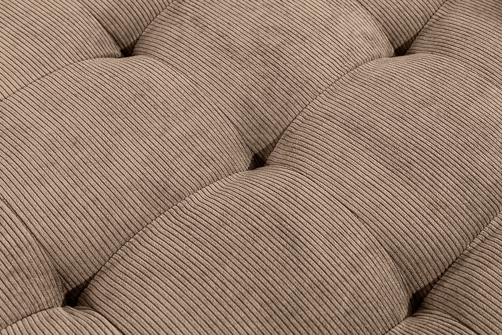 Retro Ecksofa STOCKHOLM 220cm taupe Cord Federkern 3-Sitzer